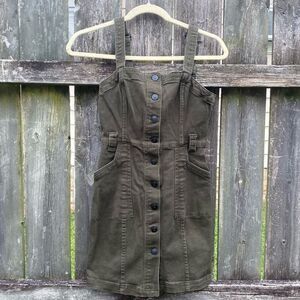 Divided H&M Olive Denim Jumper Dress | 4